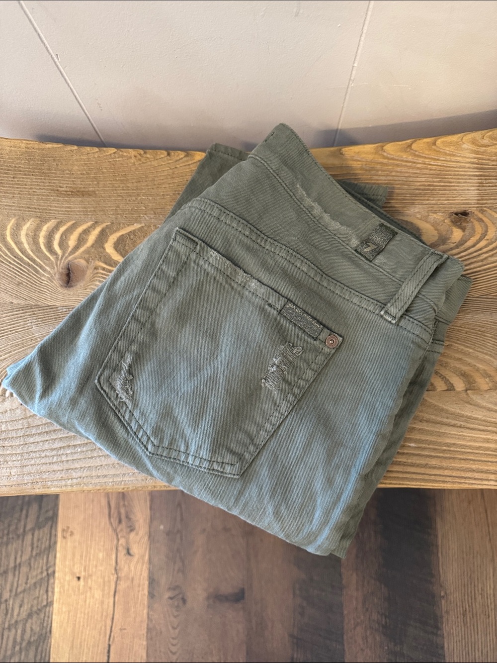 7 for All Mankind Olive Green Jeans Size 28